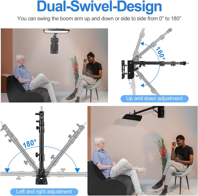 EMART Ring Light Wall Mount Boom Arm, Adjustable 42in/106cm Mounted Overhead Stand, 180°Rotation Heavy Duty Triangle Bracket Mounting Bar for Camera, Photography Lighting, Barber Led Lamp - Image 4